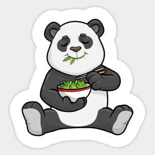 Panda with bowl salad Sticker